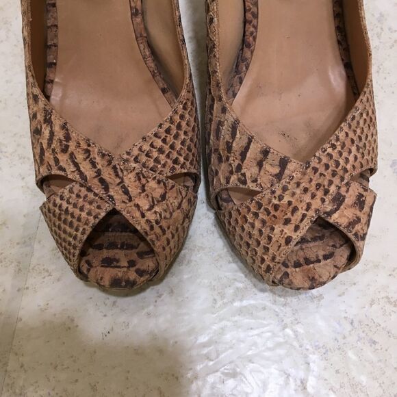 RUTZ WALK IN CORK PEEP-TOE HEELS IN PYTHON - Picture 3 of 12